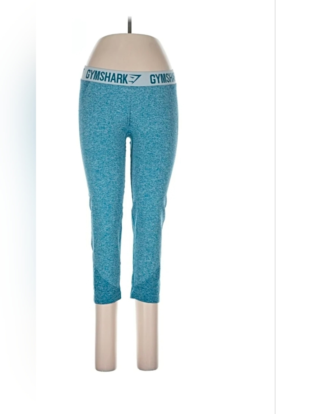 Gymshark Teal Heather Seamless Crop Leggings with Branded Waistband Lg